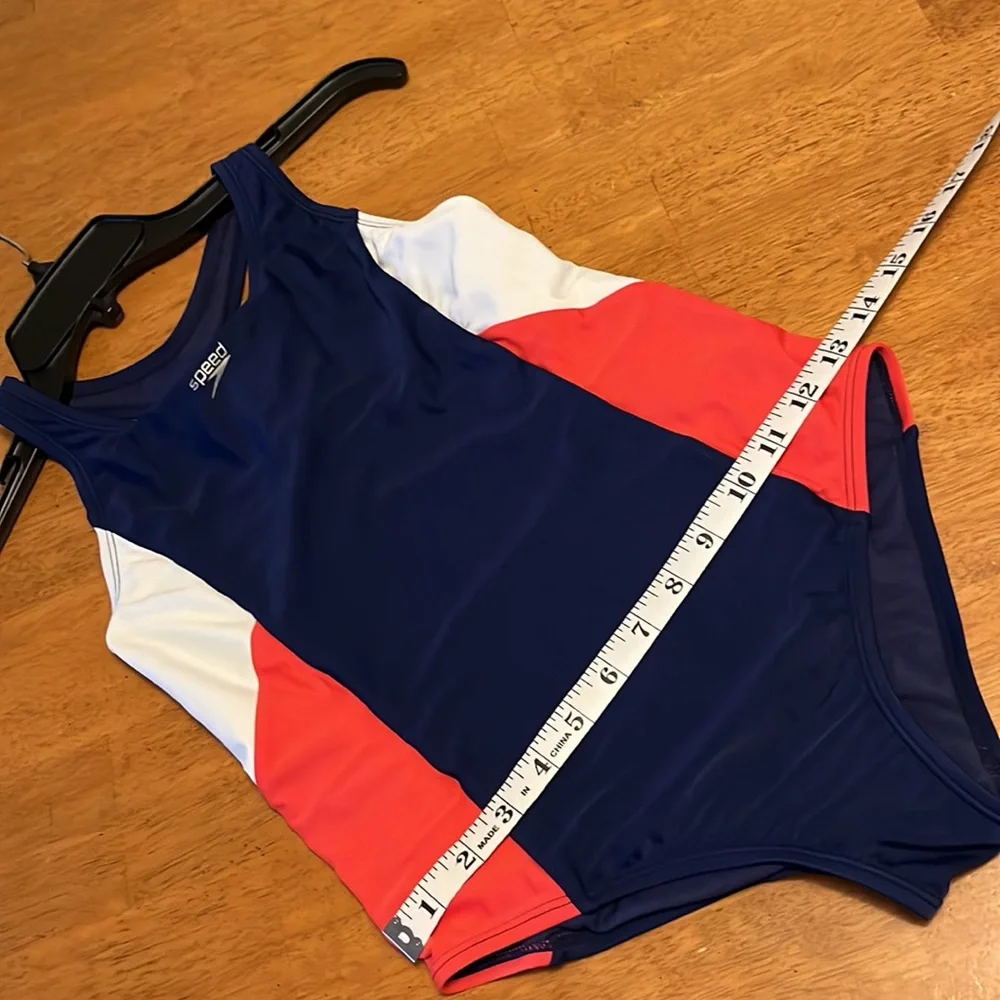 Speedo Infinity Splice One Piece Swimsuit Girls XL Red Blue White Racerback